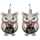 NEWEI Cute Enamel Alloy Anime Owl Parrot Earrings Studs French Clip Dangle Fashion Bird Jewelry For Women Gifts