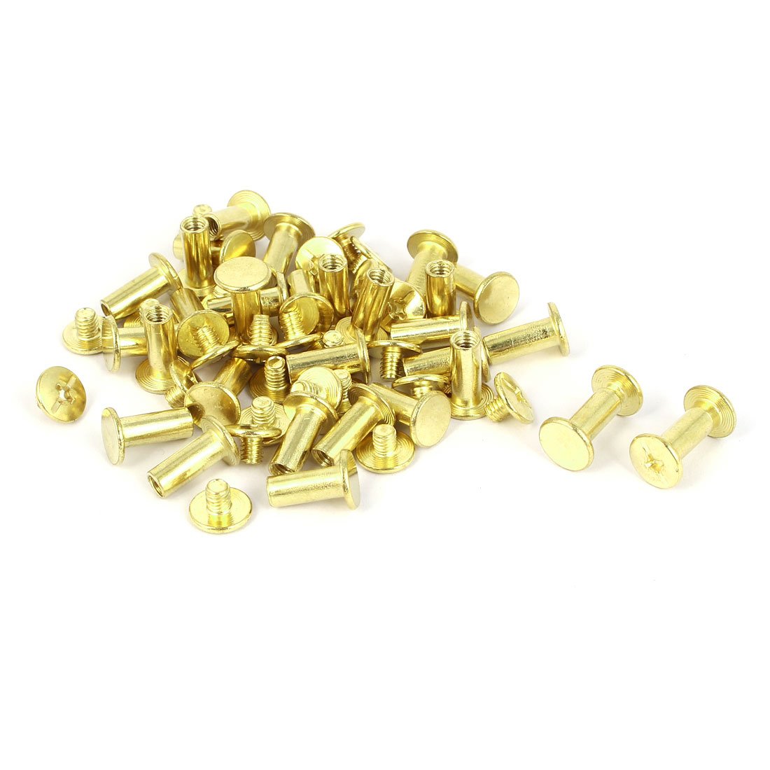 Sourcingmap Brass Plated Chicago Screws Binding Posts Docking Rivet 5mmx12mm 30pcs