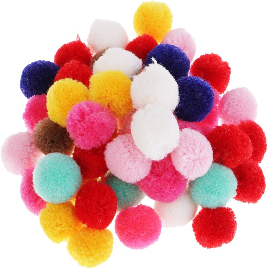 Fityle 50 Pieces Crafts Supply Handmade Yarn Wool Pom Pom Balls Sewing Accessories DIY Craft 20mm