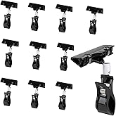 Ayuanb Mini Black Sign Holder Clips for Display, 10 Pcs Plastic Sign Holder Clips for Retail, Swivel Price Signs Clip, Rotatable Price Shelf Clips for Store Clothing Rack Merchandise Shelf Basket