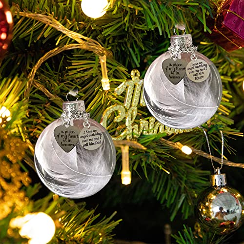 Clear Christmas Memorial Ornament Feather Ball, A Piece of My