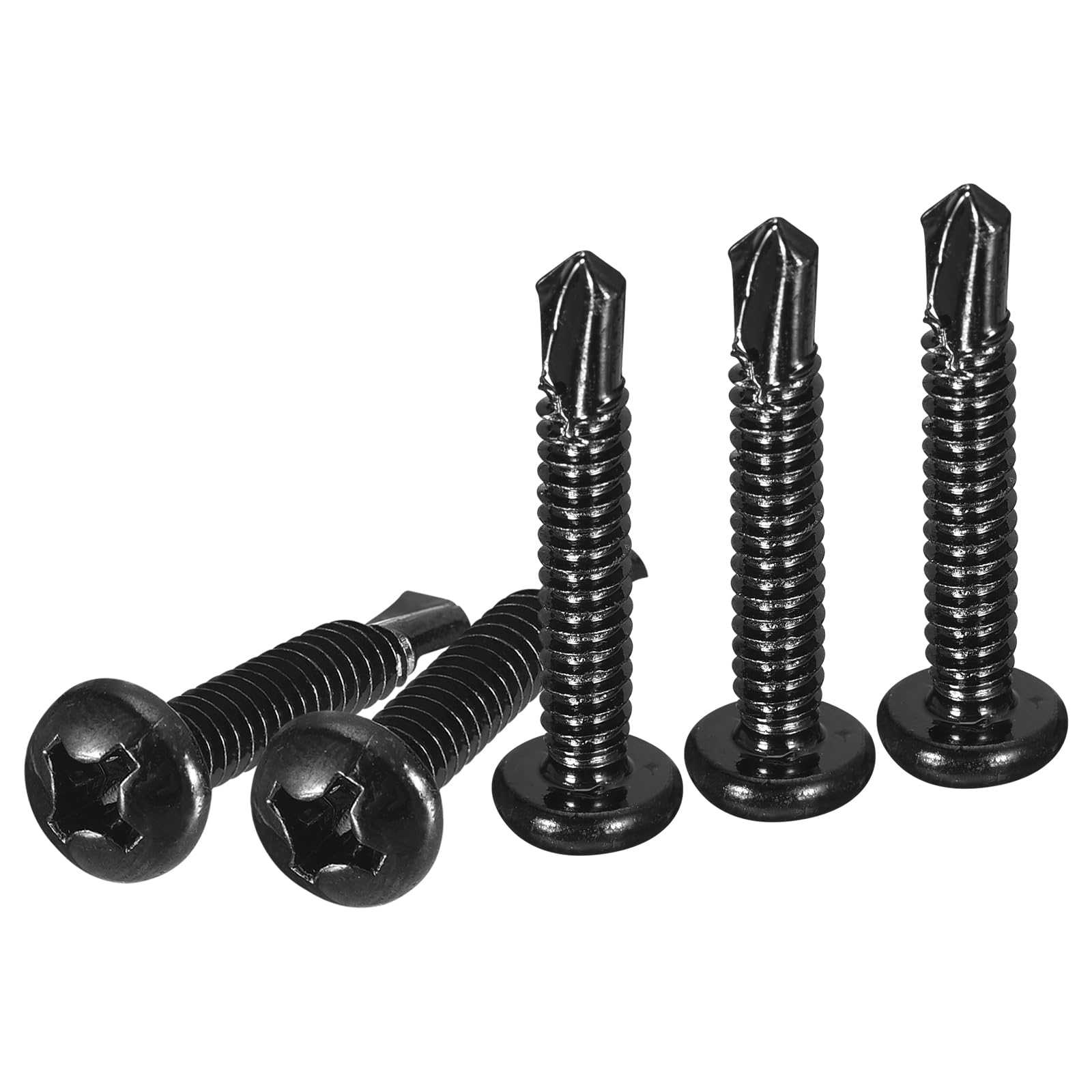 DTGN #12x1-1/4" Pan Head Self Drilling Screws - 50Pack - Black Oxide 410 Stainless Steel Phillips Drive Self Tapping Sheet Metal Screws — image 1