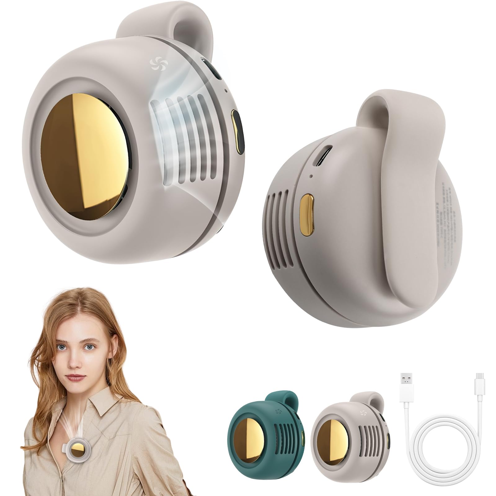 Photo 1 of Portable Silent Mini Bladeless Electric Fan,Mini Clip on Fan for Shirt & Waist,3-Speeds Clip On Fans for Shirt,Rechargeable,for Office,Travel,Outdoors (White)