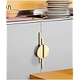 2.5" Unique Cabinet Pulls Brushed Gold Pair Half Moon Drawer Pulls Handles Art Deco Knob Hardware (Small(2 Holes-2.5"(64mm)), Brushed Gold)