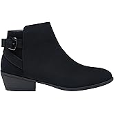 Vepose Women's Short Ankle Boots Low Heel, Western Cutout Perforated Booties