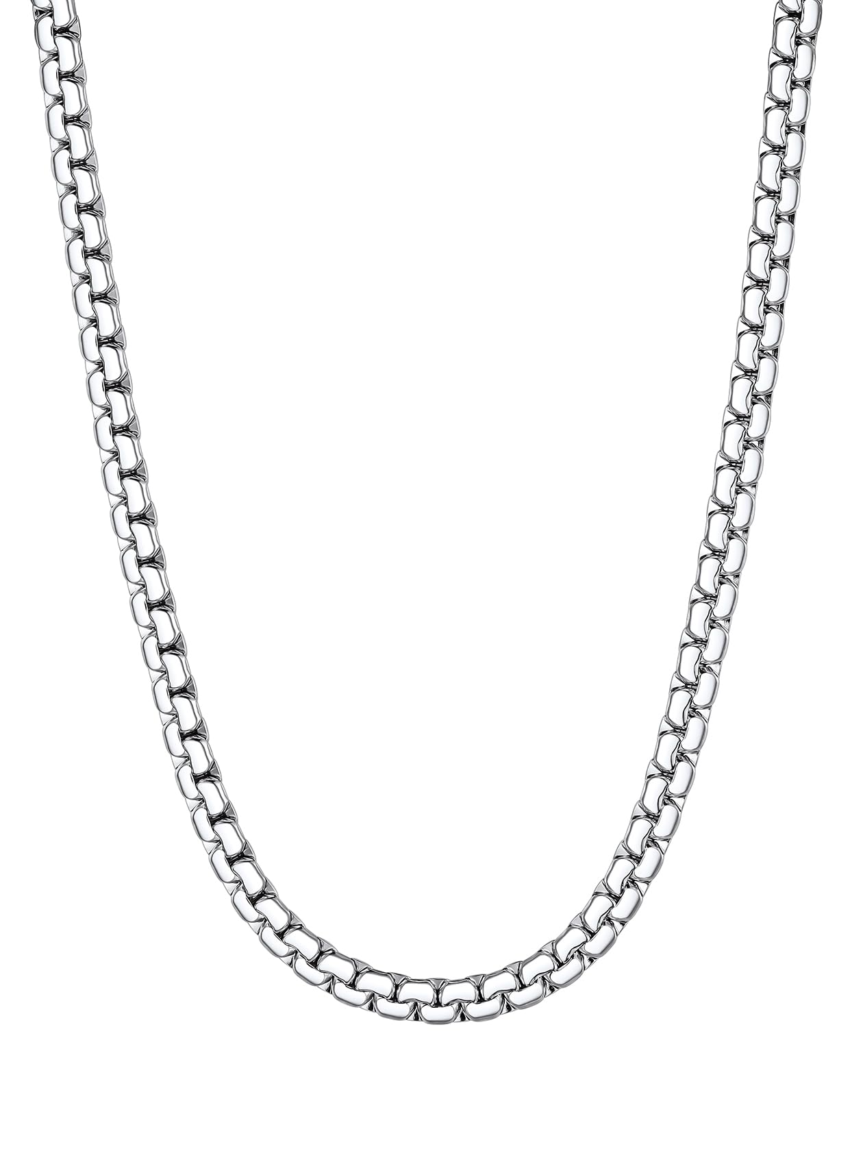 ChainsHouse Box Link Chain Necklace for Women Men 6mm 22 Inch Replacement Chain for Pendant