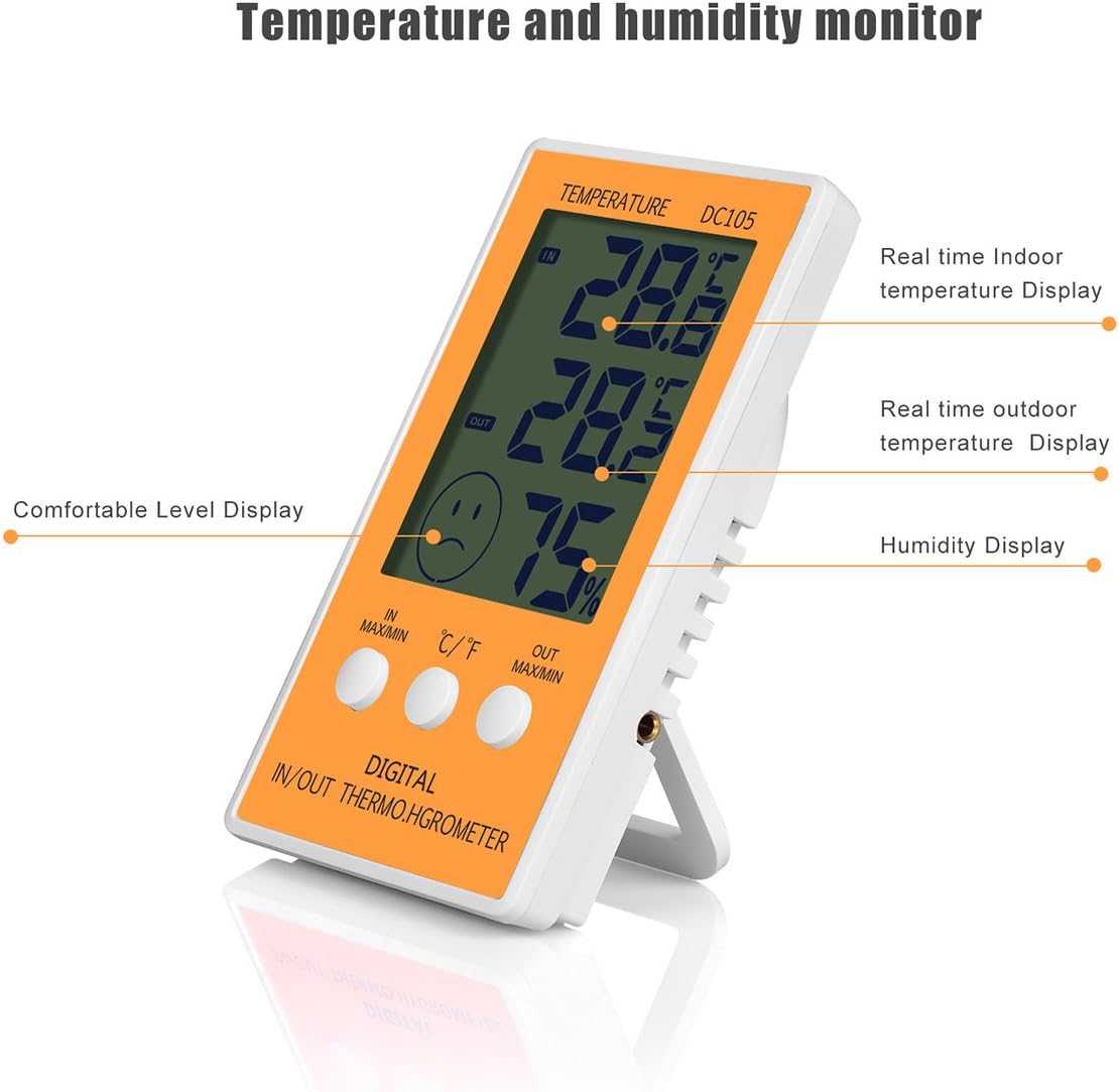 Gellvann Digital ThermoHygrometer with Max/Min Records Digital Large