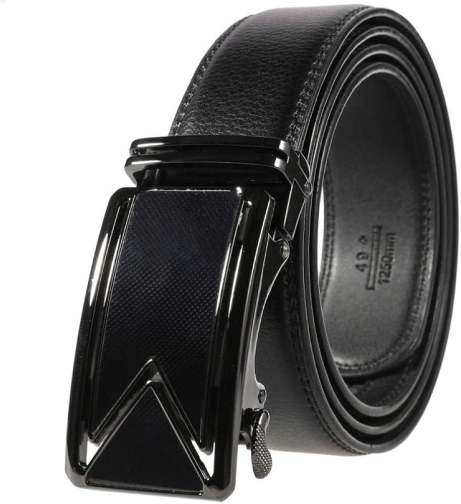 wuyiduo Men Ratchet Belt Mens Leather Ratchet Dress Belt Business Belt Casual AlloyBlack belt