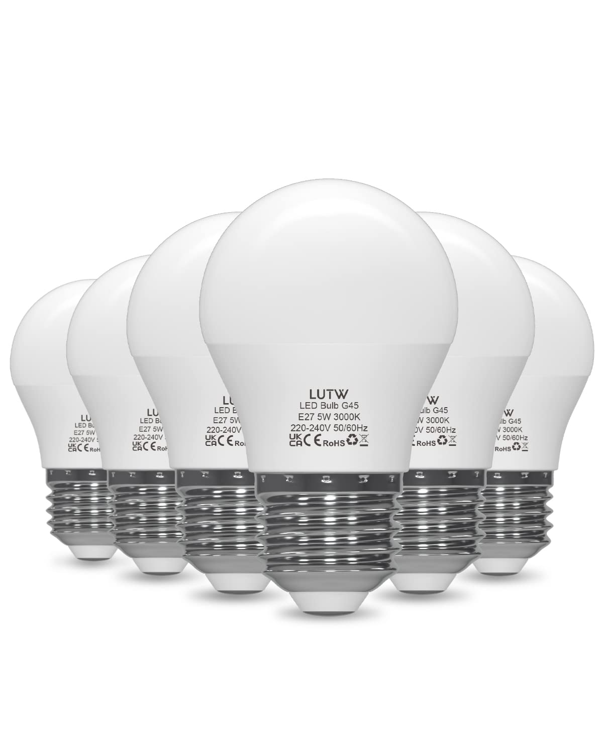LUTW E27 LED Light Bulb, Small Edison Screw in Light Bulbs 5W (40W Equivalent) Warm White 3000k,G45 Golf Ball Energy Saving Bulbs for House Lighting, 480 Lumen Non-Dimmable, 6 Pack