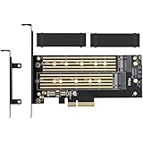 Dual M.2 PCIE Adapter for SATA or PCIE NVMe SSD with Advanced Heat Sink Solution,M.2 SSD NVME (m Key) and SATA (b Key) 22110 