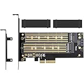 Dual M.2 PCIE Adapter for SATA or PCIE NVMe SSD with Advanced Heat Sink Solution,M.2 SSD NVME (m Key) and SATA (b Key) 22110 