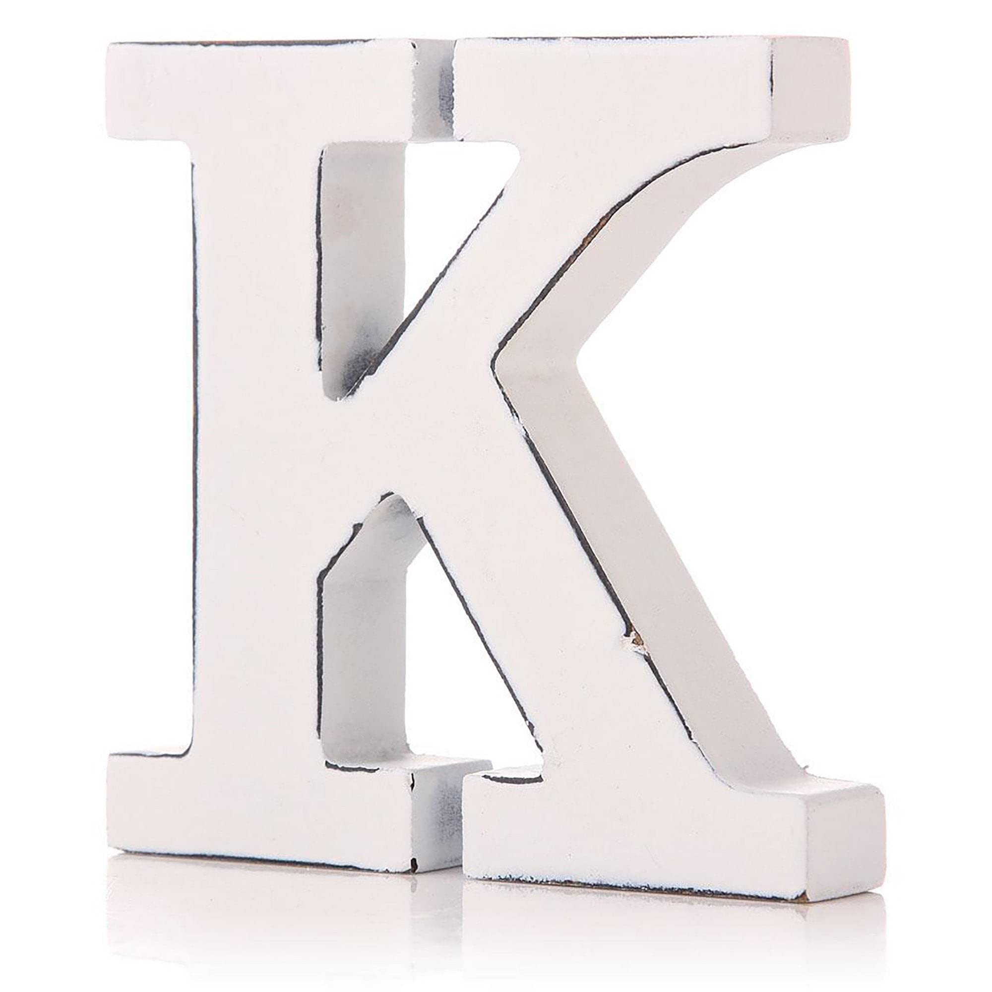 Vintage White Wooden K Letter by giftwarez