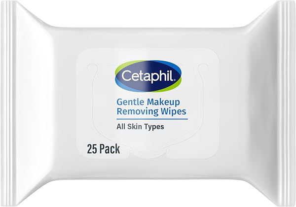 Cetaphil Gentle Makeup Remover Face Wipes, Fragrance Free, 25 Count | Sensitive skin safe, alcohol-free, fragrance-free, dail