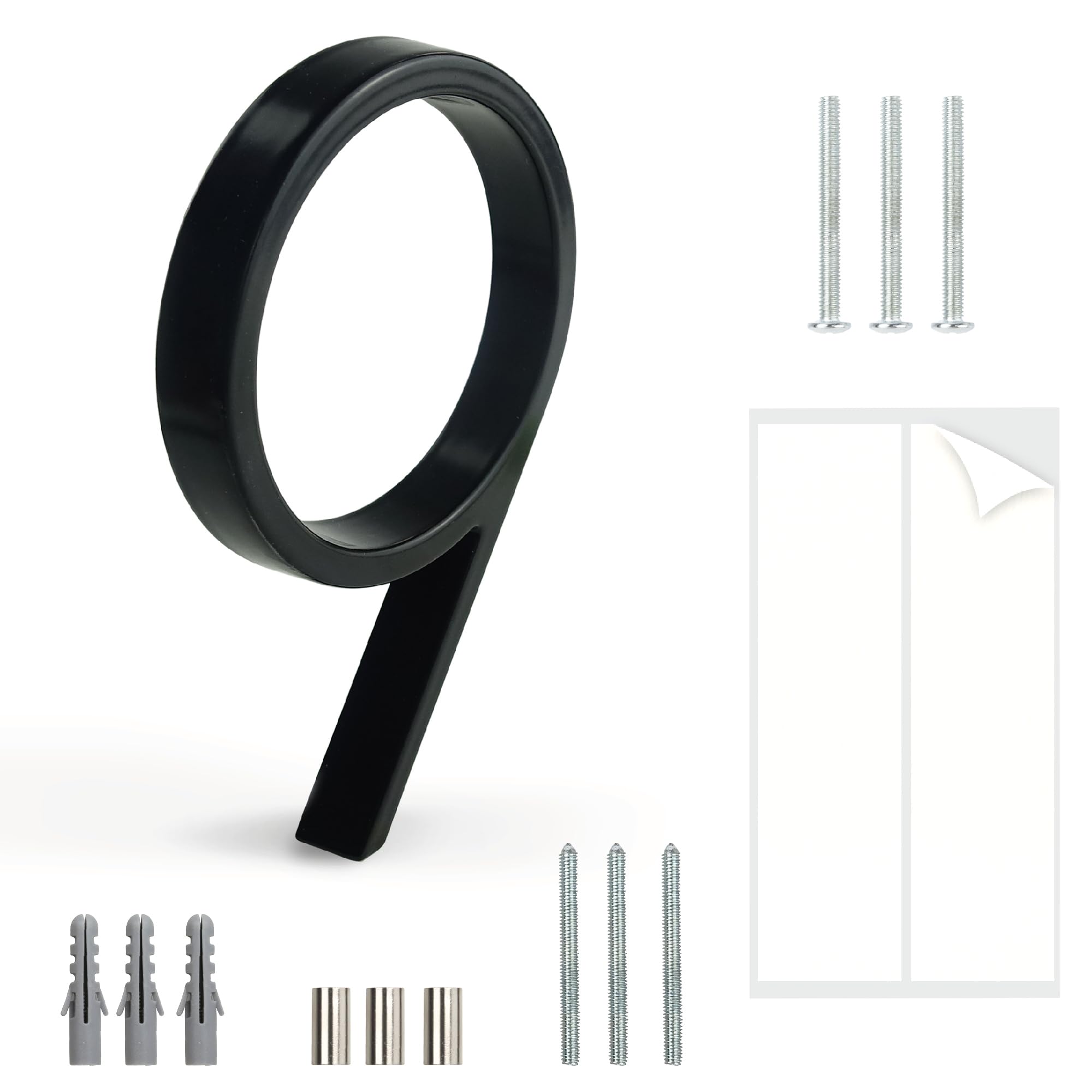HASWARE Floating House Number Sign: 5 inch Modern Door Signage - Striking for Street Home Address Numerals (9, Black)