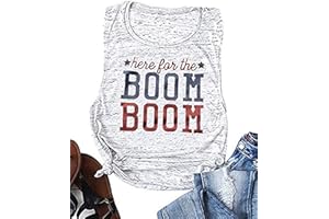 kfulemai Women's Here for The Boom Tanks Tops 4th of July Shirts Graphic Tee Patriotic Independence Day Sleeveless Shirt