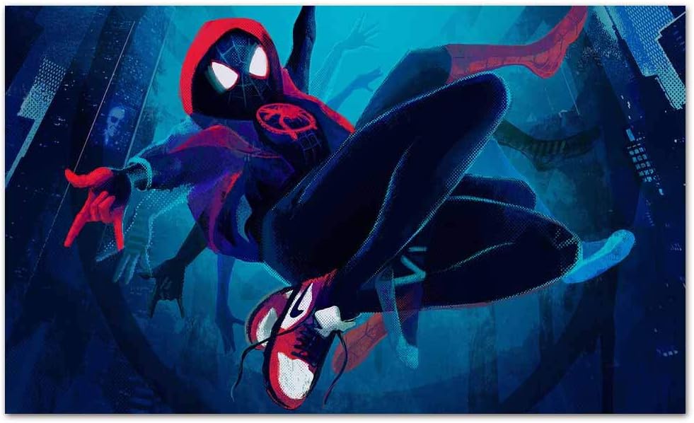 Art Posters Miles Morales Spiderman Spider Picture Print on Canvas Easy to Hang for Home Decor 28x 20 inches