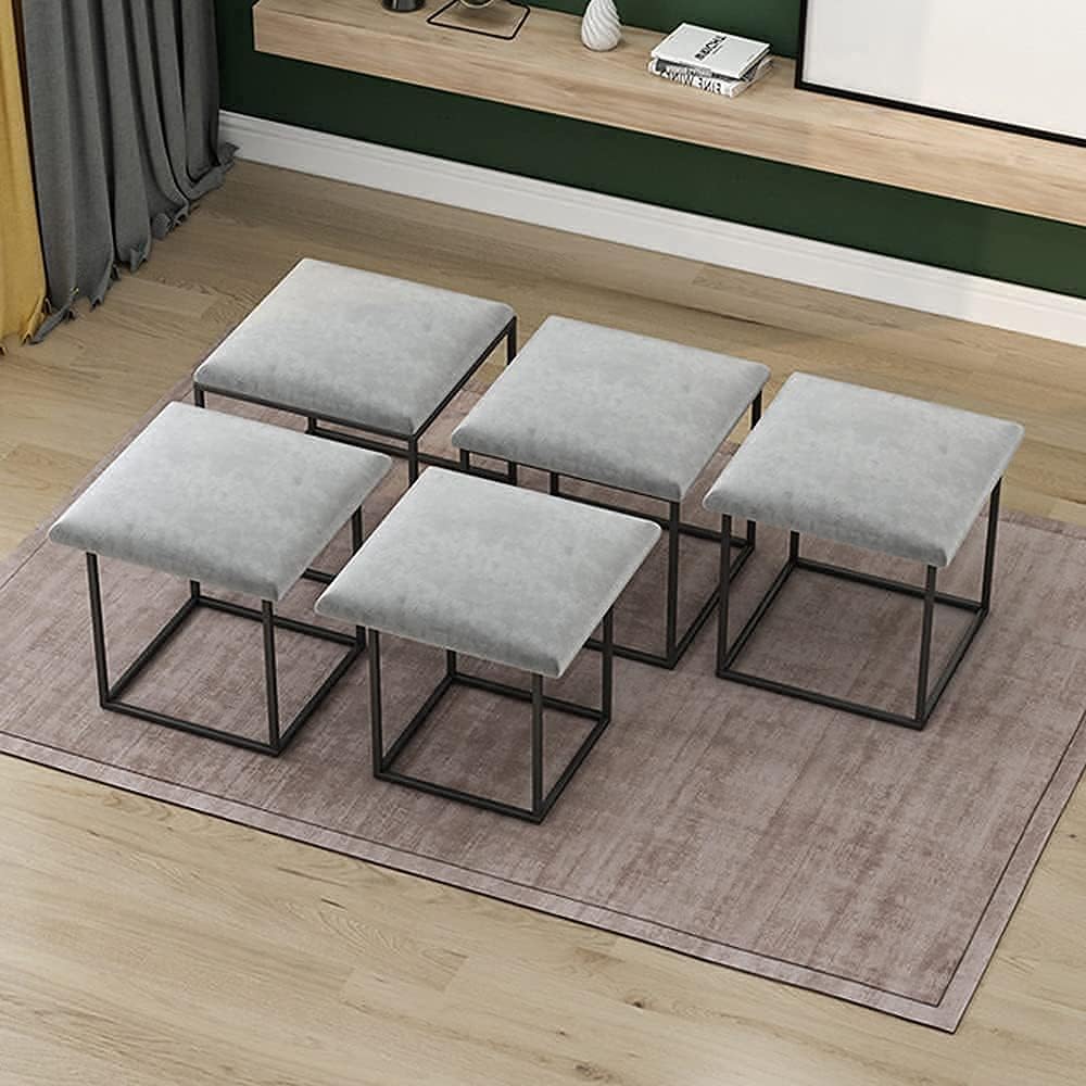 NAIYUFA Stool Set Modern Ottomans Set of 5 Backless Chairs with Wheels Stackable Bar Stool for Living Room,Dinning,Kitchen: Kitchen & Dining
