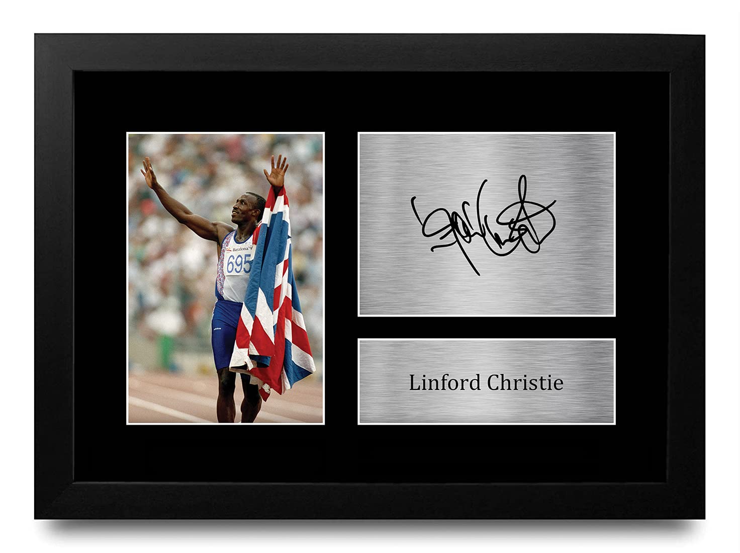 HWC Trading FR A4 Linford Christie Gifts Printed Signed Autograph Picture for Athletics Sport Memorabilia Fans - A4 Framed