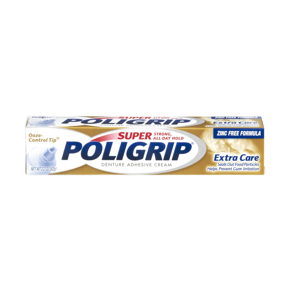 SUPER POLIGRIP Denture Adhesive Cream Extra Care 2.20 oz (Packs of 3) : Health Monitors : Beauty