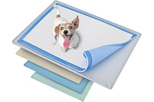 SKYWIN TidyFriend Dog Pee Pad Holder Tray Fits for 30” x 23” Pee Pads with Corner Lock Holes, Raised Edges, Non-Spill, Easy to Clean Silicone Dog Potty Tray Holder, For Indoor Floor Protection (Light Grey)