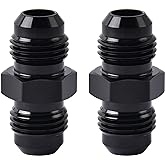 EVIL ENERGY 6AN Male to Male Flare Coupler Union Straight Fuel Hose Adapter Fitting Black 2PCS