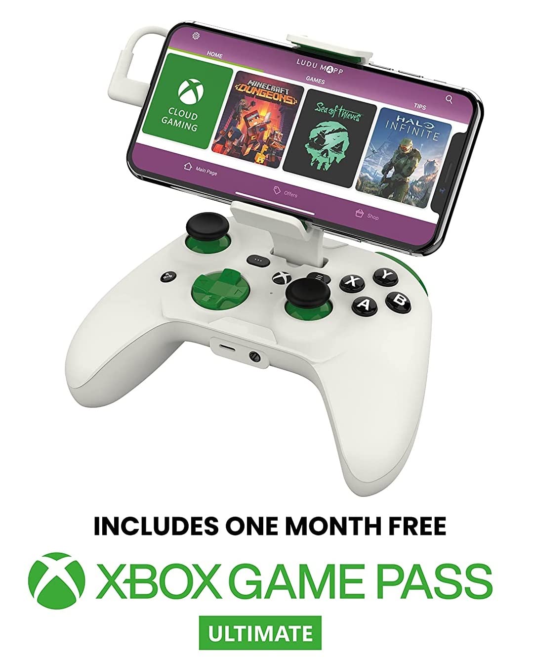 RiotPWR Mobile Cloud Gaming Controller for iOS (Xbox Edition) - Mobile Console Game on Your iPhone - Games COD Mobile, Apple Arcade + More [1 Month Xbox Game Pass Ultimate Included]
