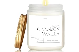 Putart Cinnamon Vanilla Candles for Home Scented, Natural Soy Wax Aromatherapy Non Toxic Heavy Scented Candle with Essential Oil, Home Fragrance Stress Relief Jar Candles Gifts for Women & Men 9oz