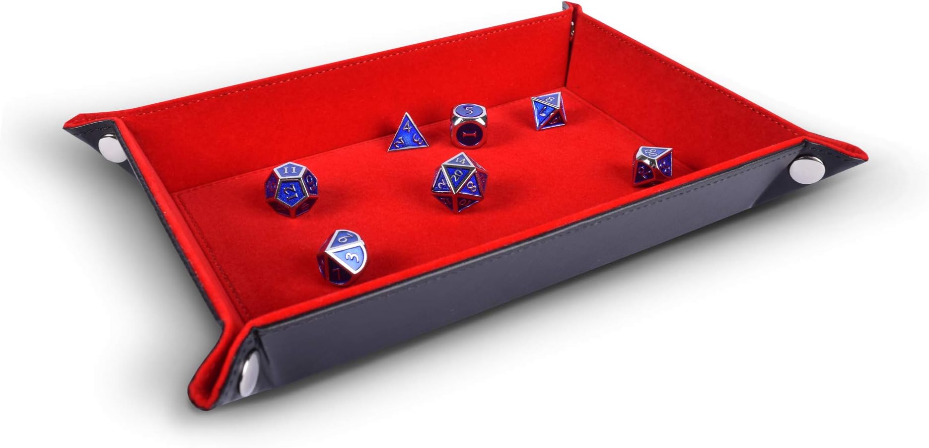 Folding Dice Tray PU Leather and Red Velvet Rectangle for Dice Rolling Games Like DND d&d