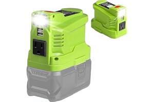 UNIKI 150W Powered Inverter Generator for Ryobi 18V Lithium Battery,for ryobi Battery Inverter Power Station with 2-USB&AC 110V-120v,200LM LED Light, USB Cable