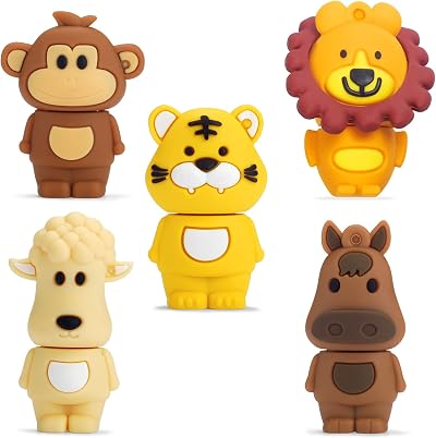 BORLTER CLAMP 5x 16GB USB Flash Drives Cute Animal Memory Stick Thumb Drive Gift