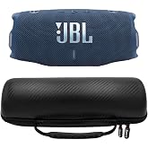 JBL Charge 6 Waterproof Portable Speaker Bundle with gSport Carbon Fiber Case (Blue)