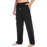 Deyeek Men's Cargo Sweatpants Open Bottom Baggy Sweat Pants for Mens Straight Leg Gym Cargo Sweats Lounge Pants with Pockets