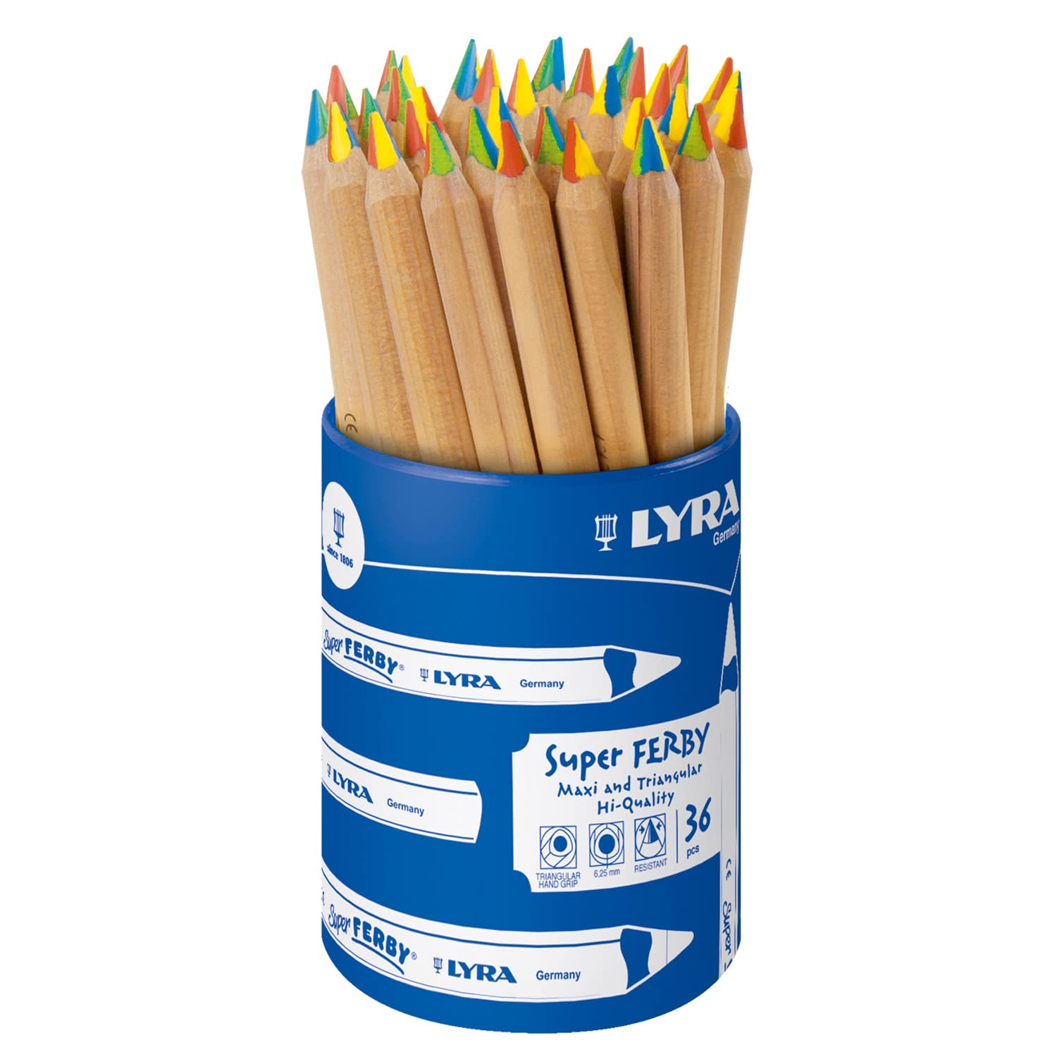 LYRA Super Ferby Chunky Colouring Pencils, 4-Colour Lead, 36 Pieces, Schoolpack, For Young Children and Primary Schools