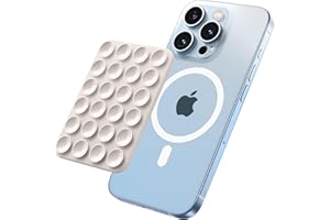 SuydanBox Magnetic Suction Cup Phone Mount, Anti-Slip Hands-Free Silicone Phone Holder, Compatible with MagSafe Phone Case for iPhone Pro Max 15/14/13/12 Series,Mirror Shower Holder for Selfies(Stone)