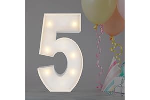 JOYBOX DESIGN 2FT Marquee Light Up Numbers, Mosaic Balloons, Cardboard Numbers for 5th, 15th, 25th, 50th Birthday & Anniversary Decor
