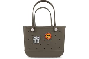 Jesslynne Beach Rubber Bag Tote Bag,Extra Large Waterproof Travel Women Handbag with Charms for Sports Beach Groceries Pool