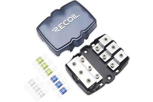 Recoil MFH13 3-Way Mini-ANL Fused Distribution Block, 3 X 0/2/4 Gauge in / 3 X 4/8 Gauge Out Fused Distribution Block with 60