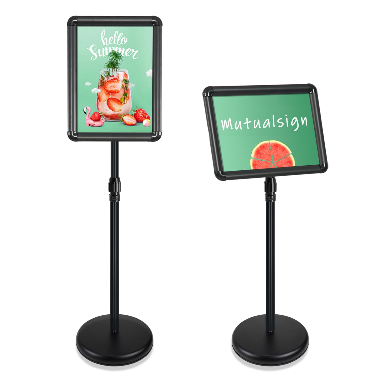Mutualsign A3 Poster Display Stand Adjustable Sign Holder Stand, Aluminum Menu Stand Floor Display Stands Quick Replaceable Posters/ Ads/ Sales/ Menu, Black
