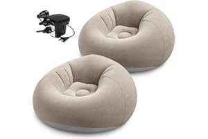 2 Pcs Bean Bag Chairs for Adults,Inflatable Chairs Lazy Sofa Lounger with Electric Air Pump,Folding Portable Blow up Couch fo