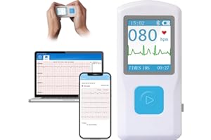 Portable ECG Monitor for Home Use, 30 Seconds Quick Results, Heart Rate Monitor with LCD Screen and Storage, Rechargeable Des