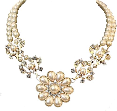 Amazon Kimberley パール フラワー ビジュー ネックレス アクセサリー レディース ジュエリー 結婚式 フォーマル ネックレス 通販