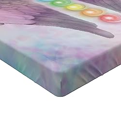 Ambesonne Angel Wings Fitted Sheet, Angelic Mandala