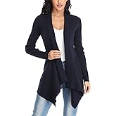 Dilgul Women Open Front Ribbed Drape Long Sleeve Cascading Cardigan Sweater