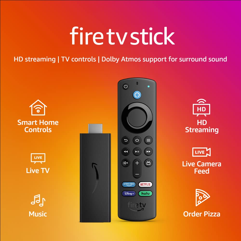 Amazon Fire TV Stick, sharp picture quality, fast streaming, free & live TV, Alexa Voice Remote with TV controls