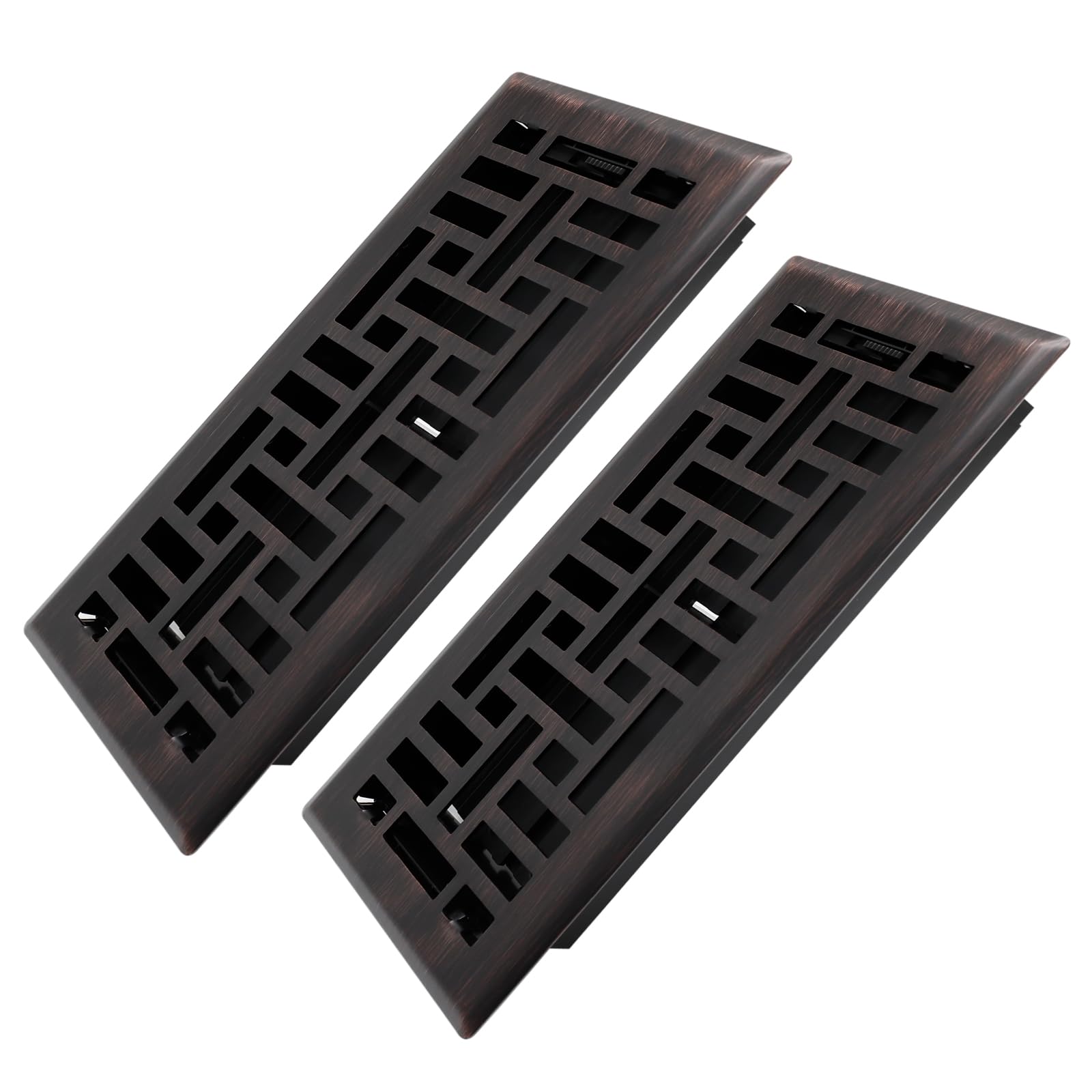 Photo 1 of Howeall 4x10 Inches 2 Pack Heavy Duty Walkable Floor Register Easy Adjust Air Supply Lever Floor Vents - Seattle Design - Vent Cover for Home Floor - Oil Rubbed Bronze