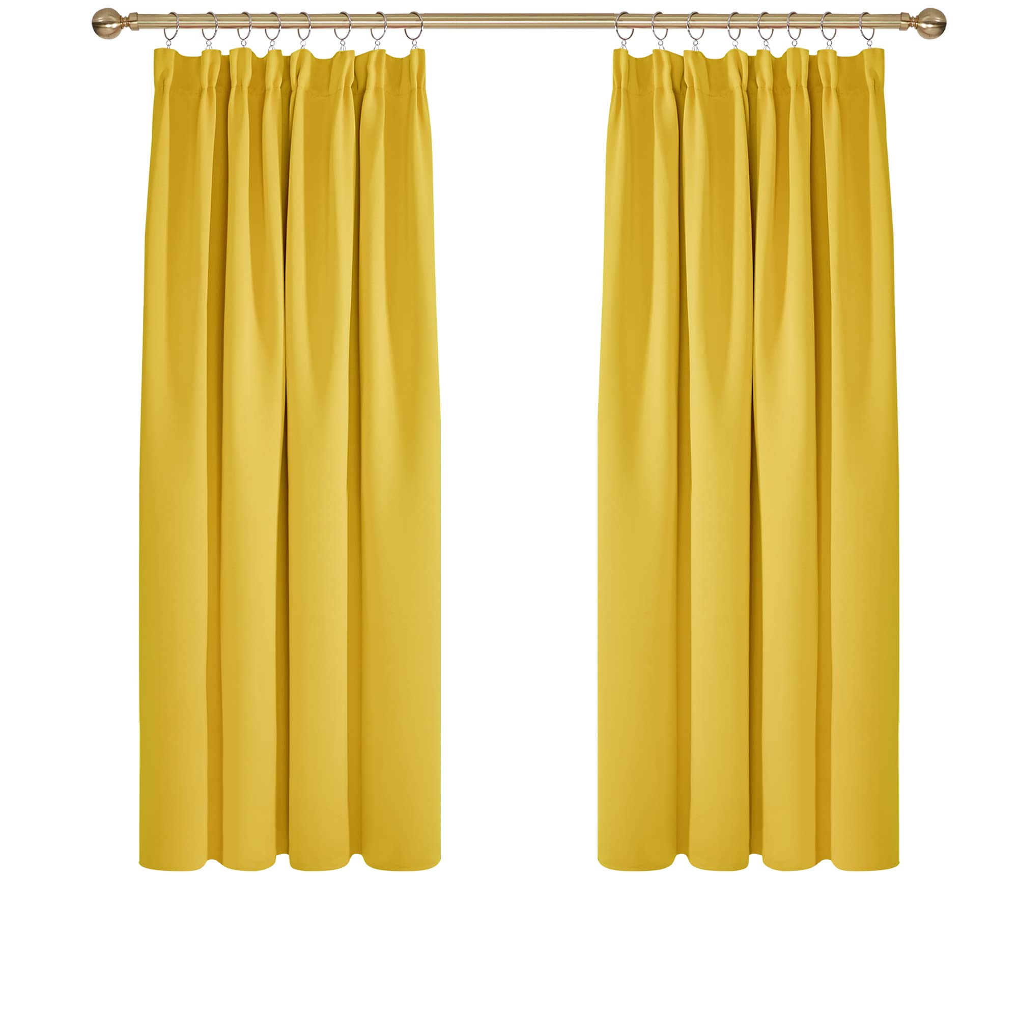Deconovo Blackout Curtains Super Soft Thermal Insulated Energy Saving Pencil Pleat Blackout Curtains for Bedroom 52x54 Inch Mellow Yellow 2 Panels — image 1