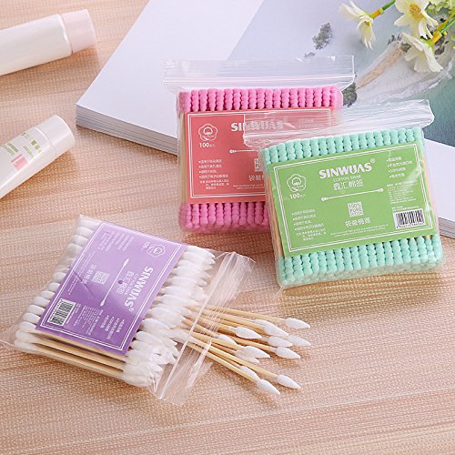 600 Piece Multicolor Cotton Swabs, Magnoloran Double Tipped Cotton Tipped Applicator Cotton Sticks Ear Swab Twist Cotton Tips Cosmetic Swabs with Bamboo Handle for Make-up & Cleaning Ear/Jewelry - Thumbnail 3