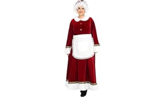 ABALAGU Mrs. Claus Costume for Women 5PCS Santa Dress Outfit Adult Christmas Santa Costume Plus Size