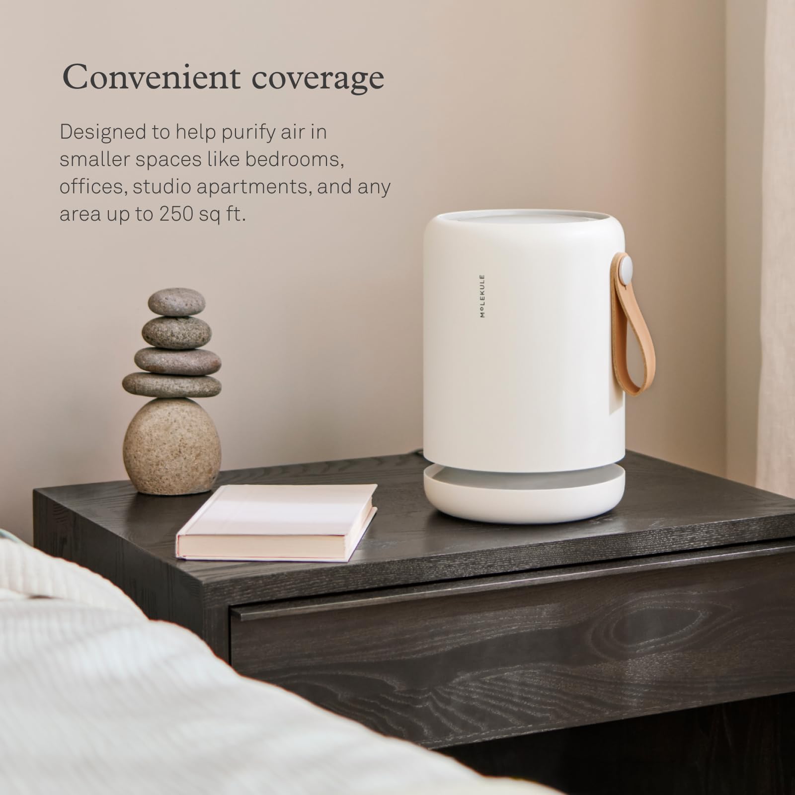 Molekule Air Purifier Mini+ - Purifies Rooms Up to 250 Sq Ft - Smart Purifier with High Pollutant Capture Rate - Air Quality Monitoring Capabilities - White