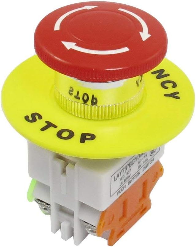 WAF Red Mushroom Cap 1NO 1NC DPST Emergency Stop Push Button Switch AC 660V 10A(1pack)